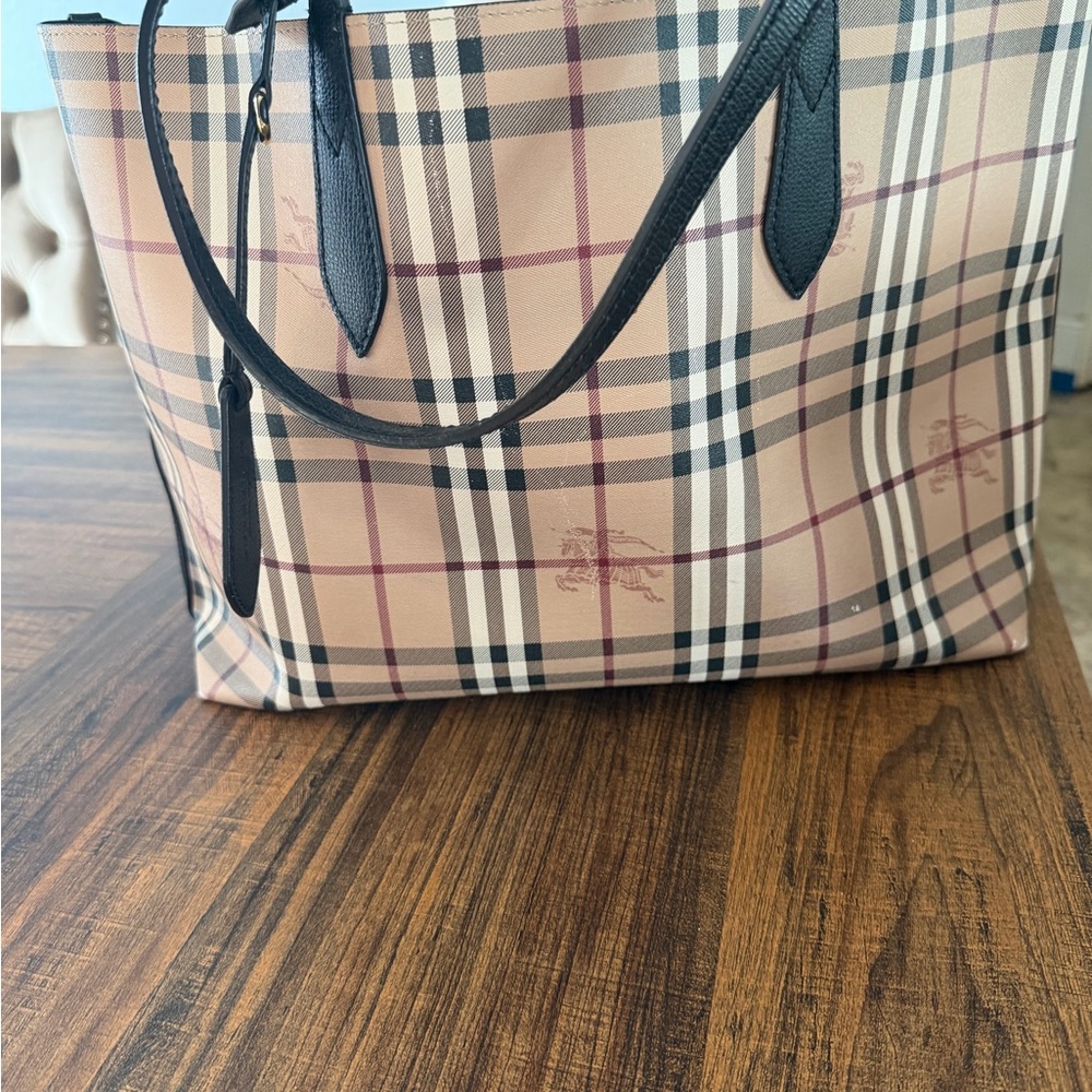 Burberry Beige and Black Plaid Tote